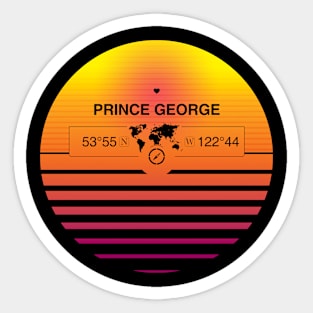 Prince George, British Colu Retro Sunset Sticker